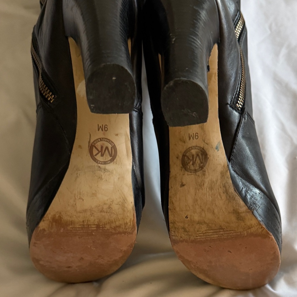 MICHAEL KORS Black Leather Tall Boots Women Size 9 - Picture 7 of 16